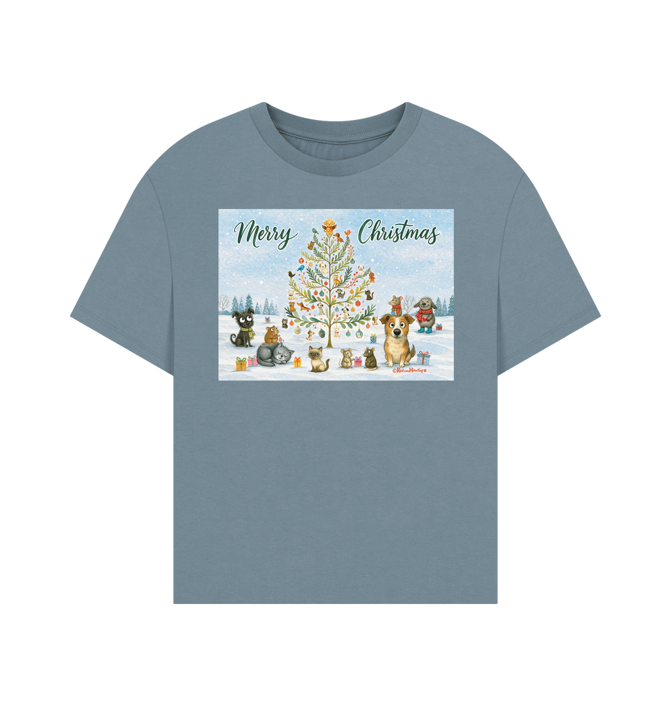 Stone Blue Printed T-shirt Front