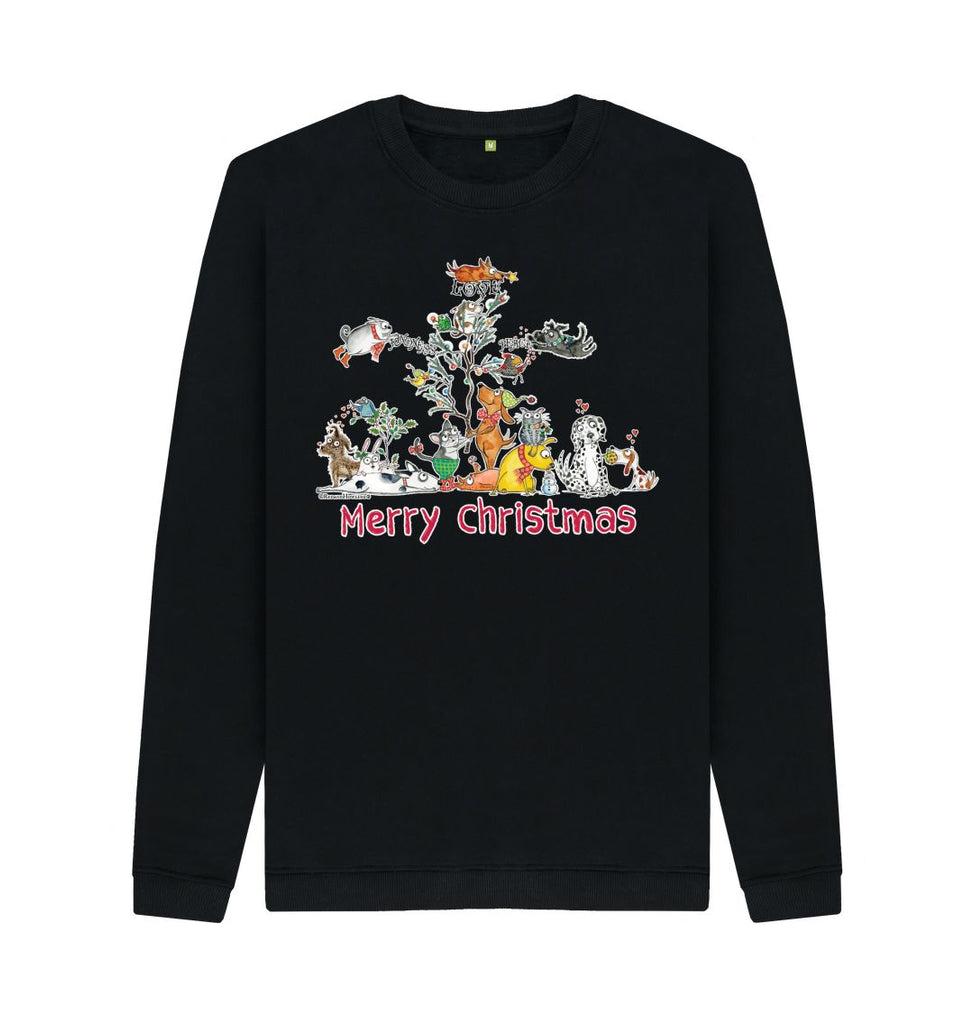Black Merry Christmas: Love Kindness Peace Organic Crew Neck Sweatshirt
