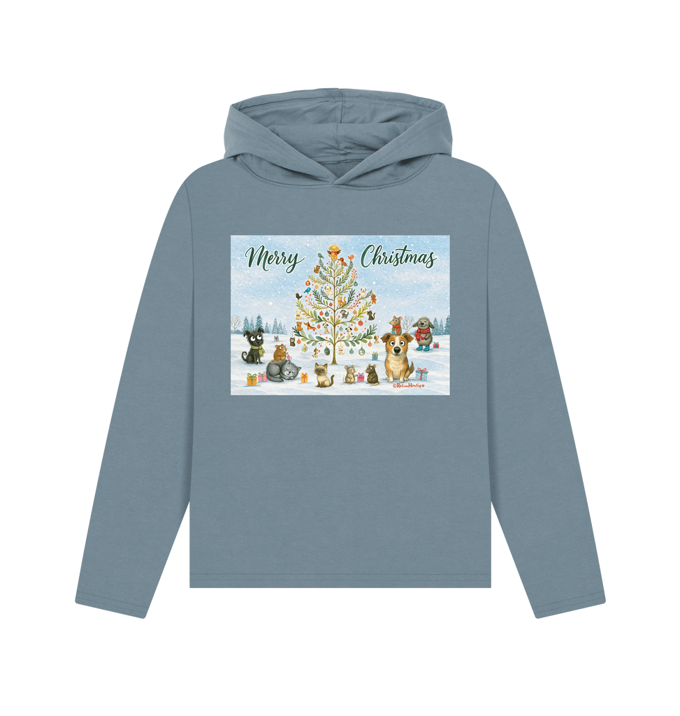 Stone Blue Printed Hoody Front