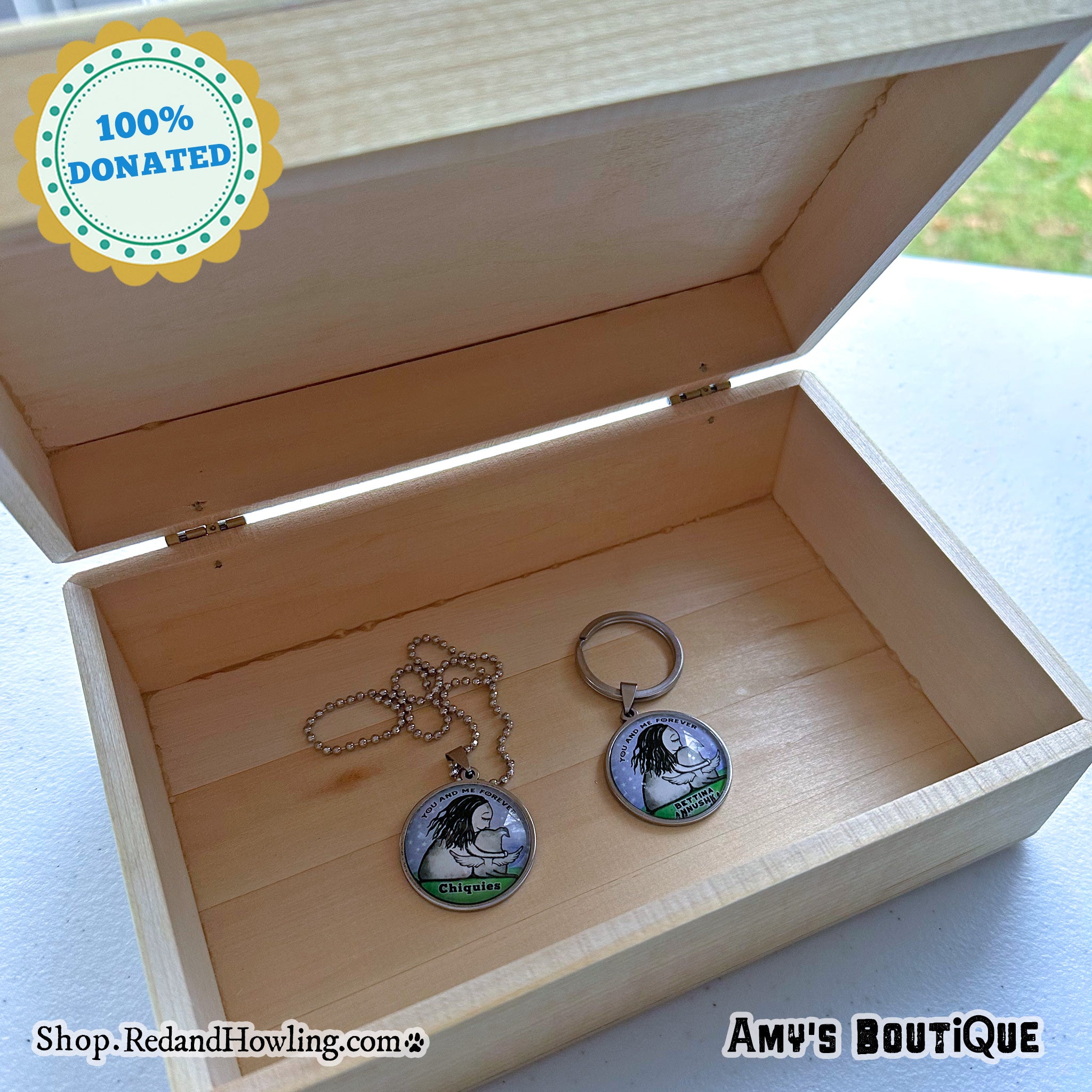 Kind Boxes ONE-OF-A-KIND Keepsake Box w/ Custom Pendant SET (100% DONATED!) – Red ...