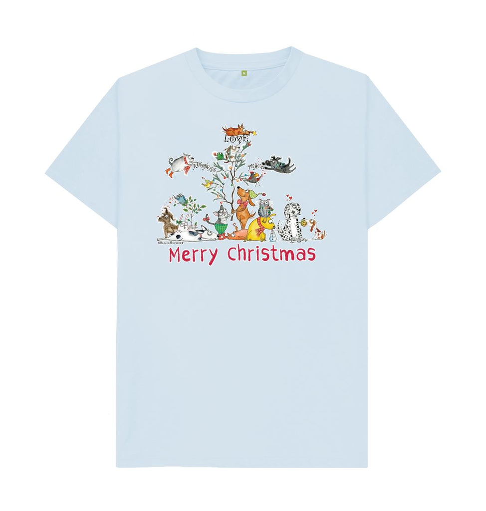 Sky Blue \"Merry Christmas\" Organic T-shirt