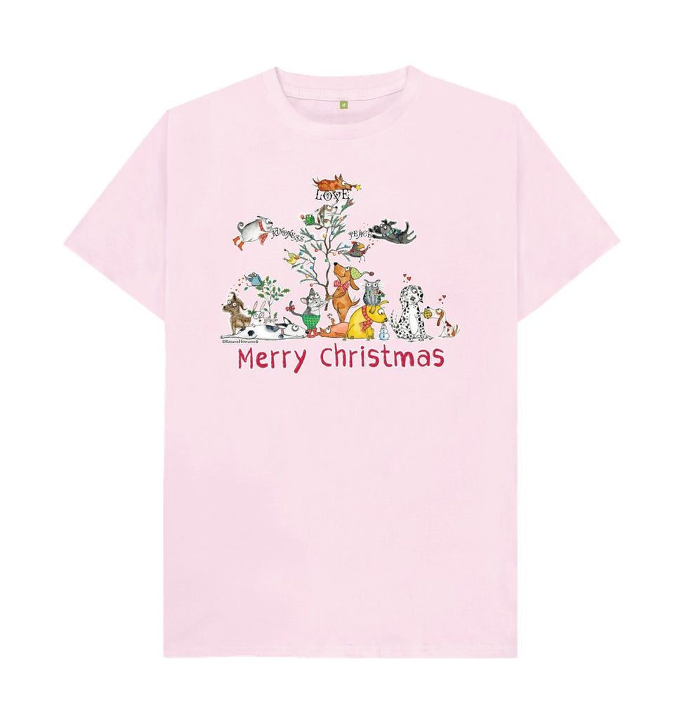 Pink \"Merry Christmas\" Organic T-shirt