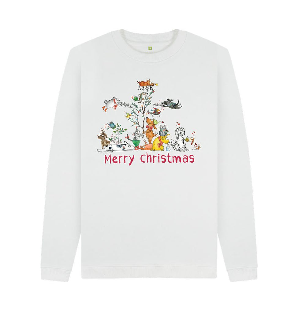 White Merry Christmas: Love Kindness Peace Organic Crew Neck Sweatshirt