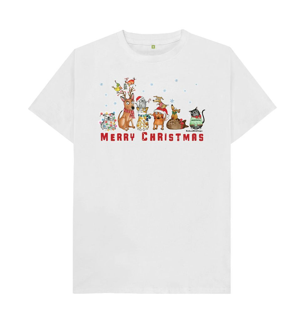 White \"Merry Christmas with FURiends\" Organic T-shirt