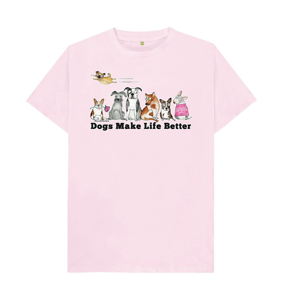 Pink Dogs Make Life Better Organic T-shirt