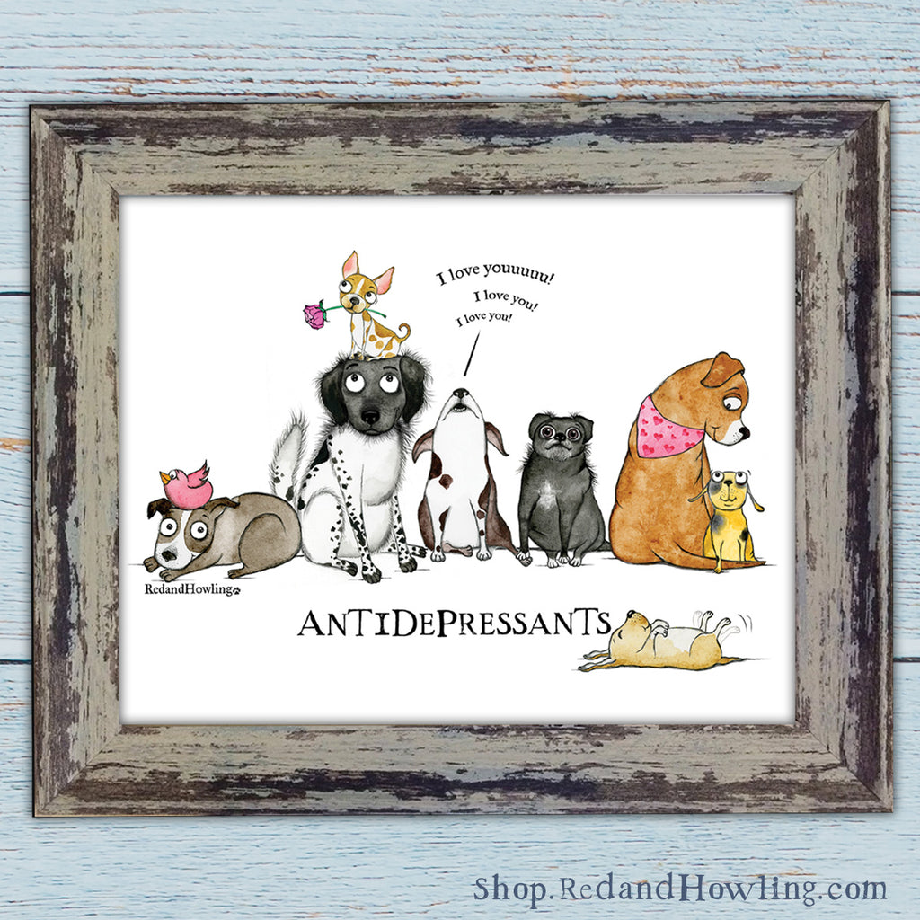 DONATION Print: "AntiDepressants" NEW (Archival Giclée) - Red and Howling