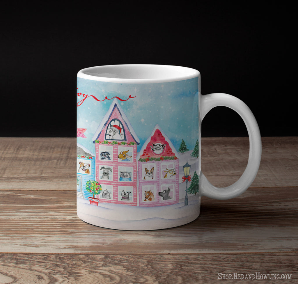 "The Best Neighborhood" Holiday Mug - Red and Howling