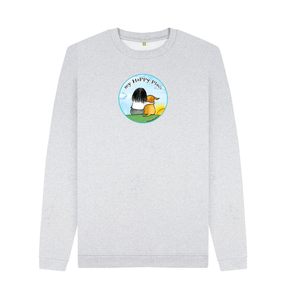 Grey My Happy Place Recycled Organic Crew Sweatshirt