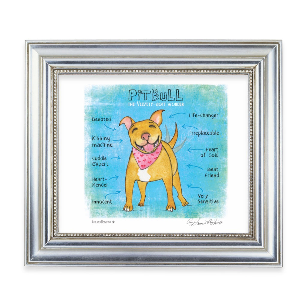 DONATION Print: "PitBull: The Velvety-Soft Wonder" (Archival Giclée) - Red and Howling